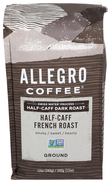 Allegro Coffee Half Caff, French Roast Ground Coffee, 12 Oz