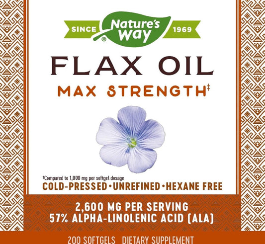Nature's Way Flax Oil Max Strength?, Supports Heart Health*, 200 Softgels