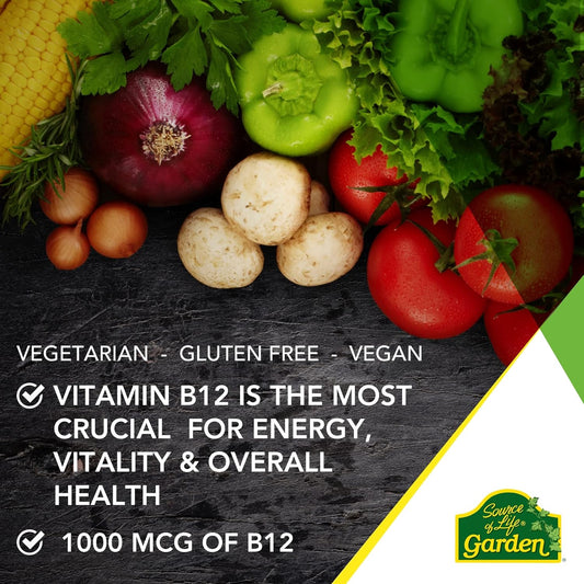 Naturesplus Source Of Life Garden Certified Organic Vitamin B12-1000 Mcg Methylcobalamin, 60 Vegan Capsules - Whole Food Vitamin B12 Supplement - Energy Boost - Vegetarian, Gluten-Free - 30 Servings