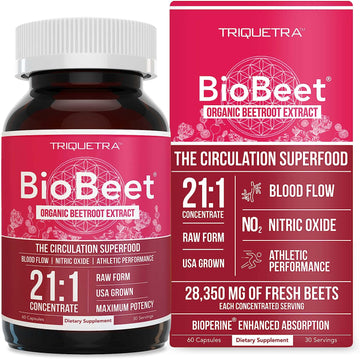 Biobeet Max Strength Beet Root Capsules - 21:1 Concentrate, Each Serv