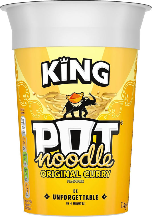Pot Noodle Original Curry King Pot Noodle Instant Vegetarian Snack Quick To Make Noodles 12X 114 G