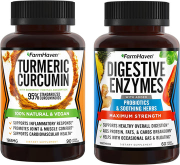 FarmHaven Turmeric Curcumin with Black Pepper and Digestive Enzymes with 18 Probiotics & Herbs : Health & Household