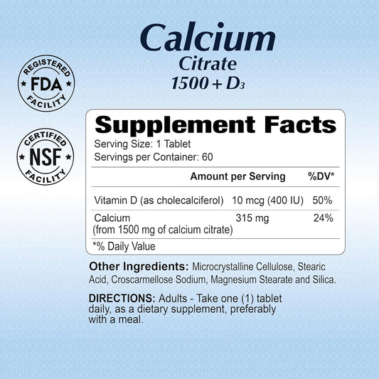 Calcium 1500 + D 1500 Mg 60 Tablets - Calcium Supplement