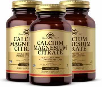 Solgar Calcium Magnesium Citrate - 100 Tablets, Pack Of 3 - Non-Gmo, Vegan, Gluten Free, Kosher - 60 Total Servings