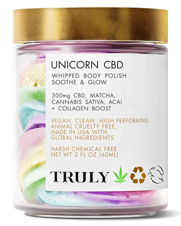 Truly Beauty Unicorn Whipped Body Polish With Chia, Acai And Rose - With Shea For Women, Body Butter Cream For Softer, Smoother And Glowing Skin - 2 Fl. Oz