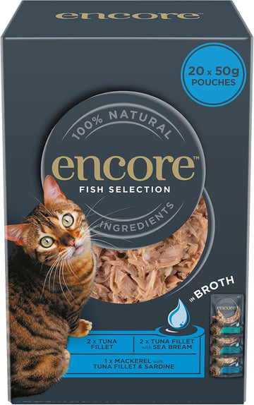 Encore 100% Natural Wet Cat Food, Fish Selection In Broth 50G Pouch (20 X 50G Pouches)Enc8116-1En