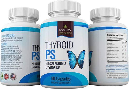 Thyroid Support Complex Supplement: All Natural Glandular System: Better Focus, Concentration, Ps Hormone Balance Energy Boost - 60 Veggie Vitamin Capsules