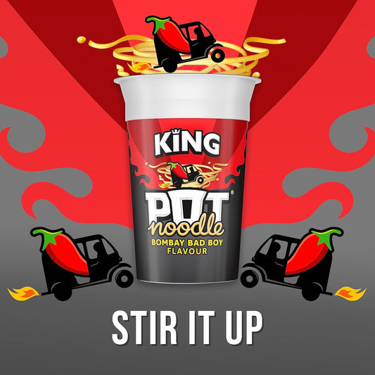 Pot Noodle Bombay Bad Boy King Pot Vegetarian Quick To Make Noodles 12X 114 G
