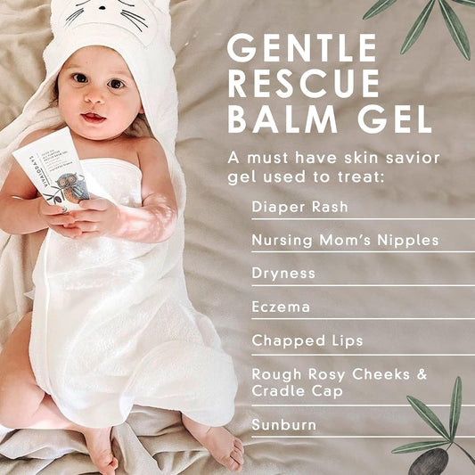 Olive Oil Rescue Balm Gel To Soothe Skin, Prevent Diaper Rash & Relieve Eczema, Gel Moisturizer For Face, 100% Natural, 96.8% Organic, Cosmos Organic Certified, Safe For All Ages, 75 Ml