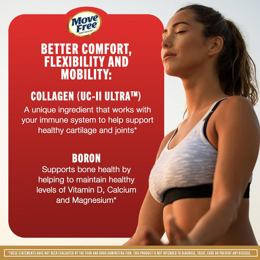 Move Free Ultra Triple Action Joint Support Supplement - Type Ii Collagen Boron & Hyaluronic Acid - Supports Joint Comfort, Cartiliage & Bones In 1 Tiny Pill Per Day, 30 Tablets (30 Servings)