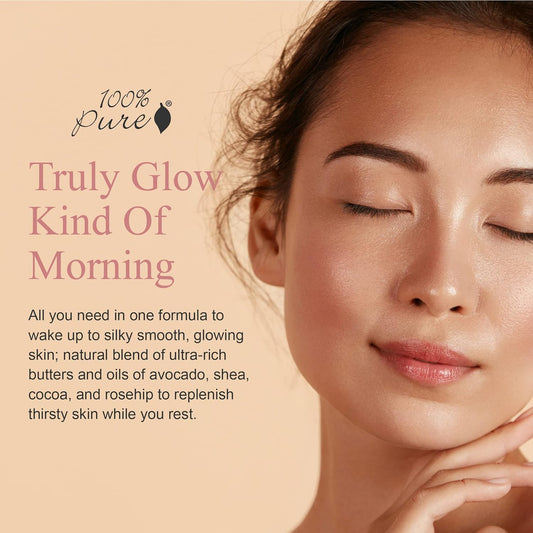 100% Pure Multi-Vitamin + Antioxidants Ultra Riche Pm Treatment Skin Renewing Night Cream Vitamin C & Retinol Facial Moisturizer, Powerful Anti-Aging Moisture Replenishment - 1.5 Oz