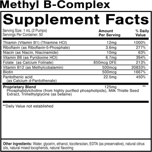 Quicksilver Scientific Methyl B Complex - Liquid Vitamin With Superior Liposomal Absorption Of Vitamin B12, Folate, Vitamin B6, Riboflavin, Biotin, Pantothenic Acid, Vitamin B1, Niacin (50 Ml)
