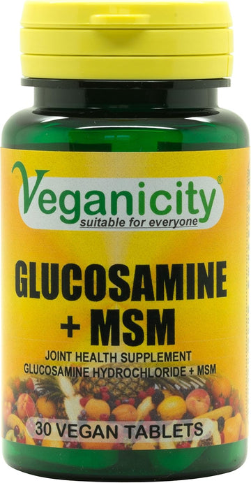 Veganicity Glucosamine Hcl + Msm : Joint Health Combination : 30 Tablets, In A Planet-Friendly 99% Recycled Pot