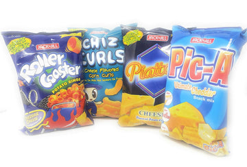 Jack 'N Jill Party Pack (Roller Coaster Potato Rings, Chiz Curls Chips, Piattos Cheese Potato Chips And Pic-A Cheddar Chips)