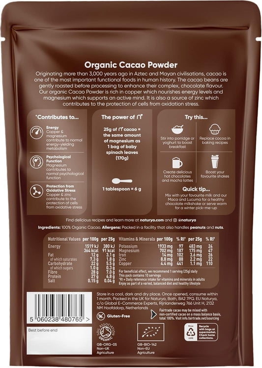 Naturya Fairtrade Organic Cacao Powder, 250G