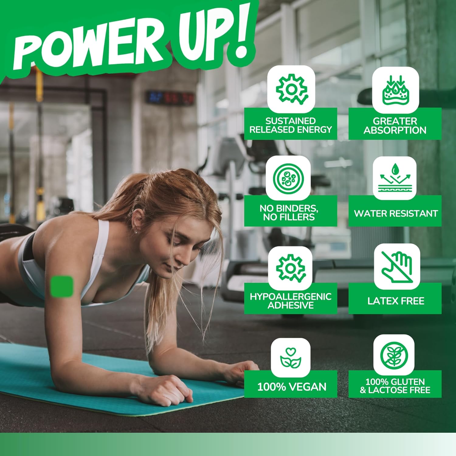 Patch Lab Power Up! Energy Patches - Focus, Mood & Energy Support Patch with Natural Ingredients, Sustained Release Energy Without The Crash - 30 Large Patches : Health & Household