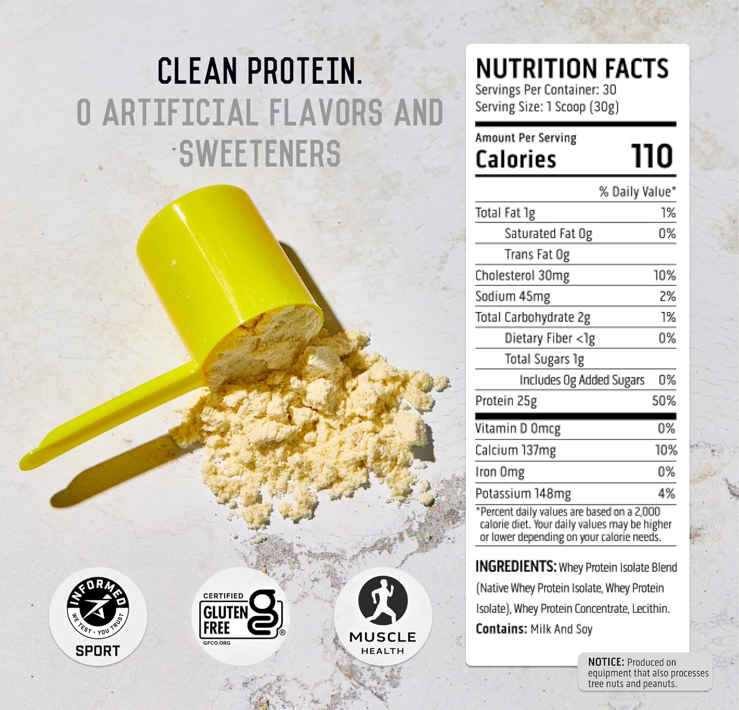 Ascent 100% Whey Protein Powder - Post Workout Whey Protein Isolate, Zero Artificial Flavors & Sweeteners, Gluten Free, 5.5G Bcaa, 2.6G Leucine, Essential Amino Acids, Unflavored 2 Lb : Health & Household