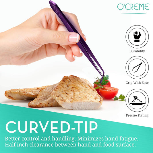 O'Creme Curved Tweezers 6.25 Inch Fine-Point Stainless Steel, Rose Gold