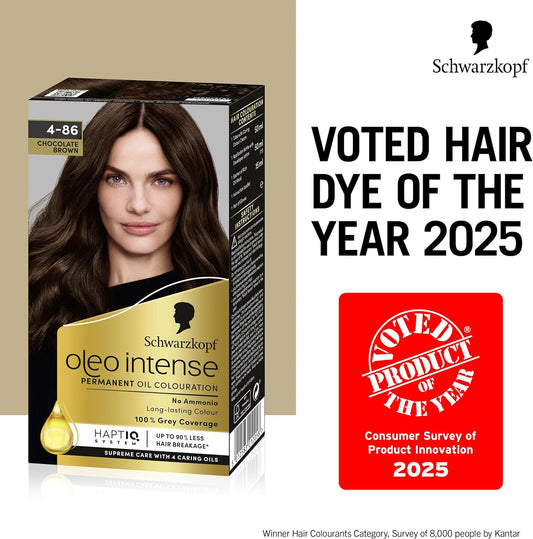 Schwarzkopf Oleo Intense Permanent Oil Colour 8-05 Beige Blonde Hair Dye, Perfect Grey Coverage, Conditioner With Haptiq System, Long-Lasting Colour, Ammonia Free Hair Dye