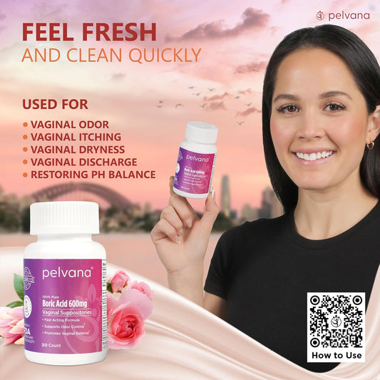 Boric Acid Suppositories For Women 30 - For Vaginal Ph Balance, Odor Control, Itching, & Discharge - Third-Party Tested & Made In The Usa