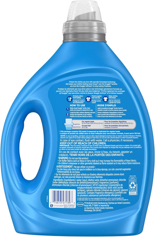 Snuggle Supercare Laundry Fabric Softener Liquid, Sea Breeze, 2X Concentrated Fabric Conditioner, 150 Loads