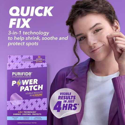 Purifide By Acnecide Power Pimple Patches, 36 Invisible Spot Patches With Salicylic Acid, Spot Treatment For All Skin Types