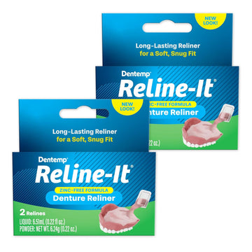 Dentemp Denture Reline Kit - Advanced Formula Reline It Denture Reliner - Denture Kit To Refit And Tighten Dentures For Both Upper & Lower Denture