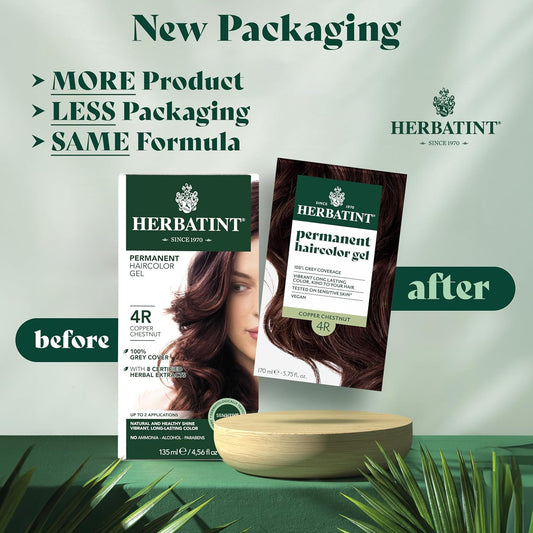 Herbatint Permanent Hair Dye For Women - 4D Golden Chestnut - For Up To 100% Gray Coverage Of Resistant Gray Hair - Ammonia-Free, Alcohol-Free & Vegan - Salon Influenced Hair Color 5.75 Fl Oz