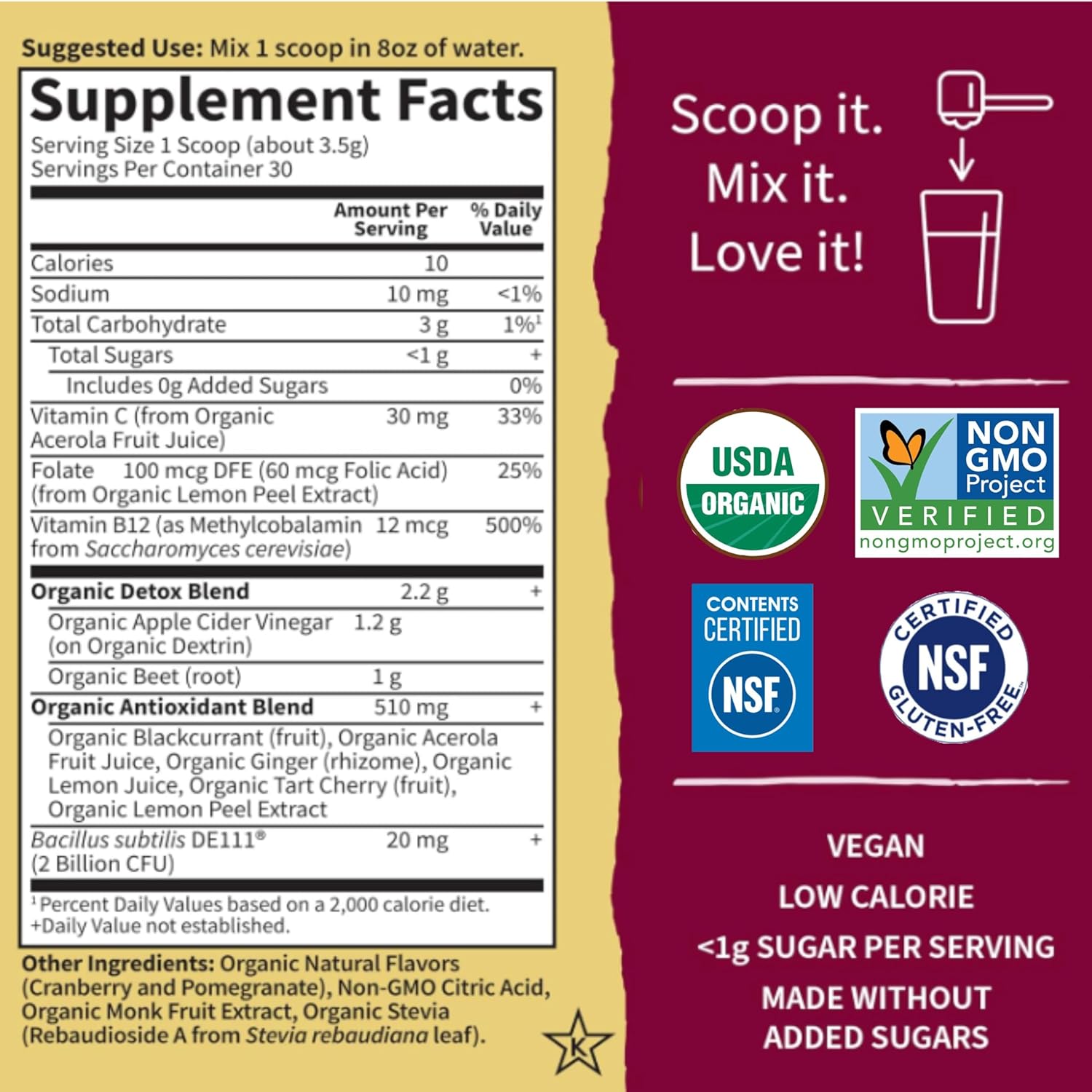 Garden Of Life Organic Beet Root Powder With Antioxidants, Vitamin C, Probiotics & Apple Cider Vinegar For Digestive & Liver Health – Beets Detox – Vegan, Non Gmo, Cranberry Pomegranate, 30 Servings : Health & Household