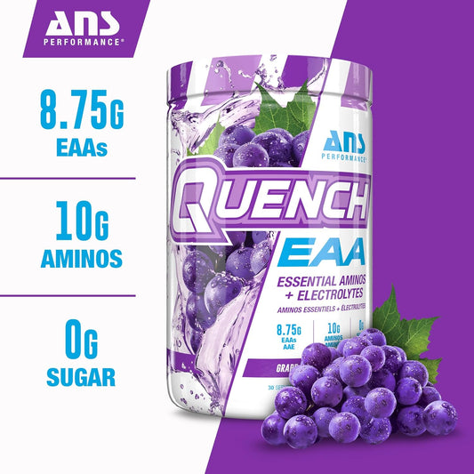 Quench Eaa Aminos + Electrolytes - Complete Blend Of 9 Eaas - 10G Total Amino Acids - Vitamins, Antioxidants, Electrolytes - Zero Sugar, Carbs, Calories (Lemon Iced Tea)