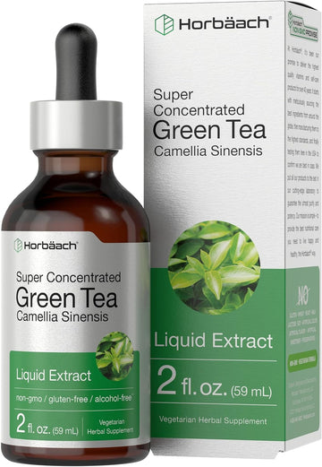 Horbäach Green Tea Extract Liquid | 2 Fl Oz | Alcohol Free, Vegetarian Tincture | Super Concentrated Supplement | Non-Gmo, Gluten Free