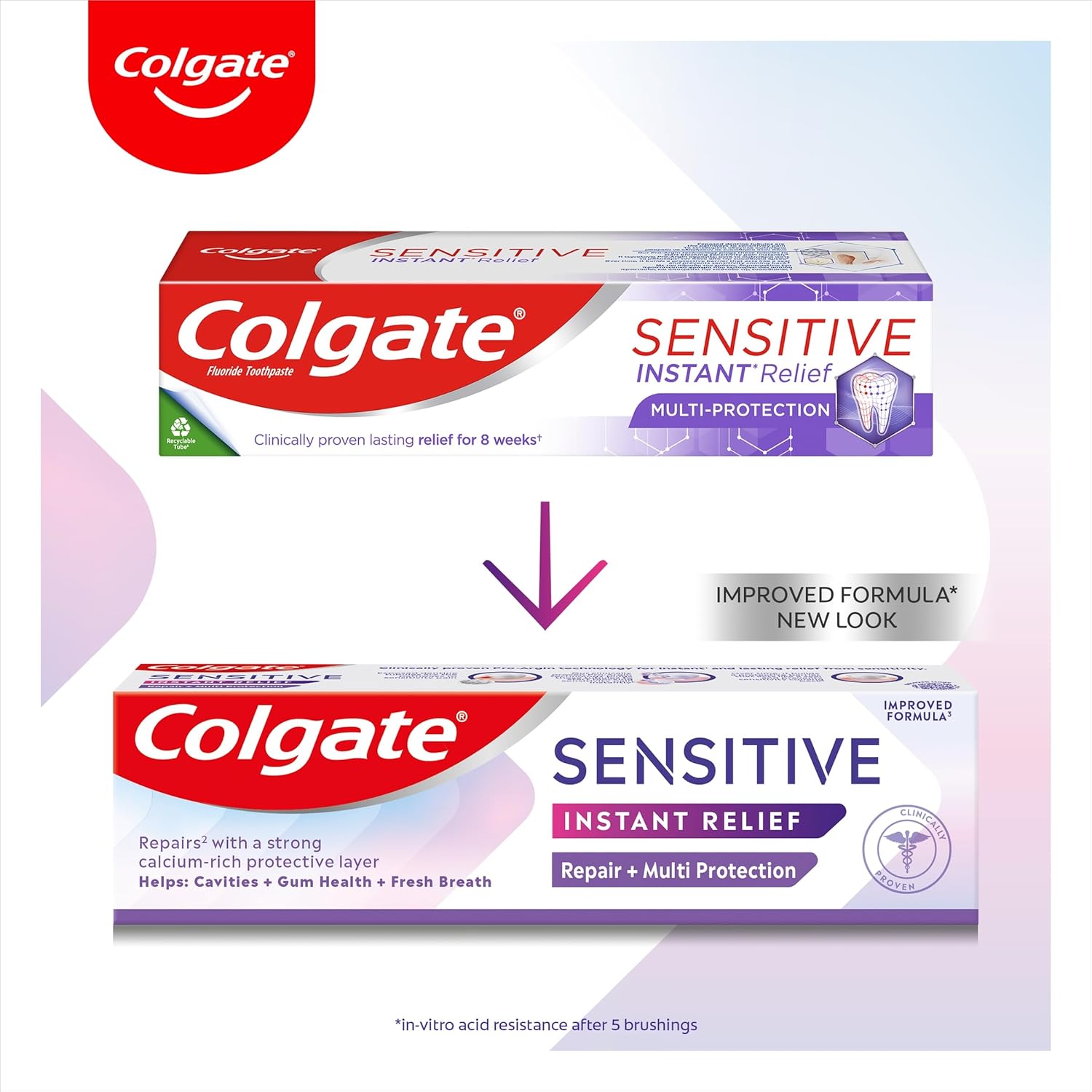 Colgate Sensitive Instant Relief Repair + Gentle Whitening Toothpaste | Instant* And Long-Lasting** Sensitivity Relief | Protective Layer With Calcium** | Fluoride Toothpaste | 4 Pack, 75Ml Tubes