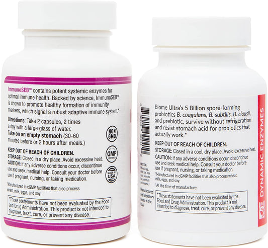 Immunoseb (60 Caps) & Biome Ultra (Probioseb Csc3) (30 Caps) - Immunity Boost Bundle – Systemic Enzymes & Probiotics