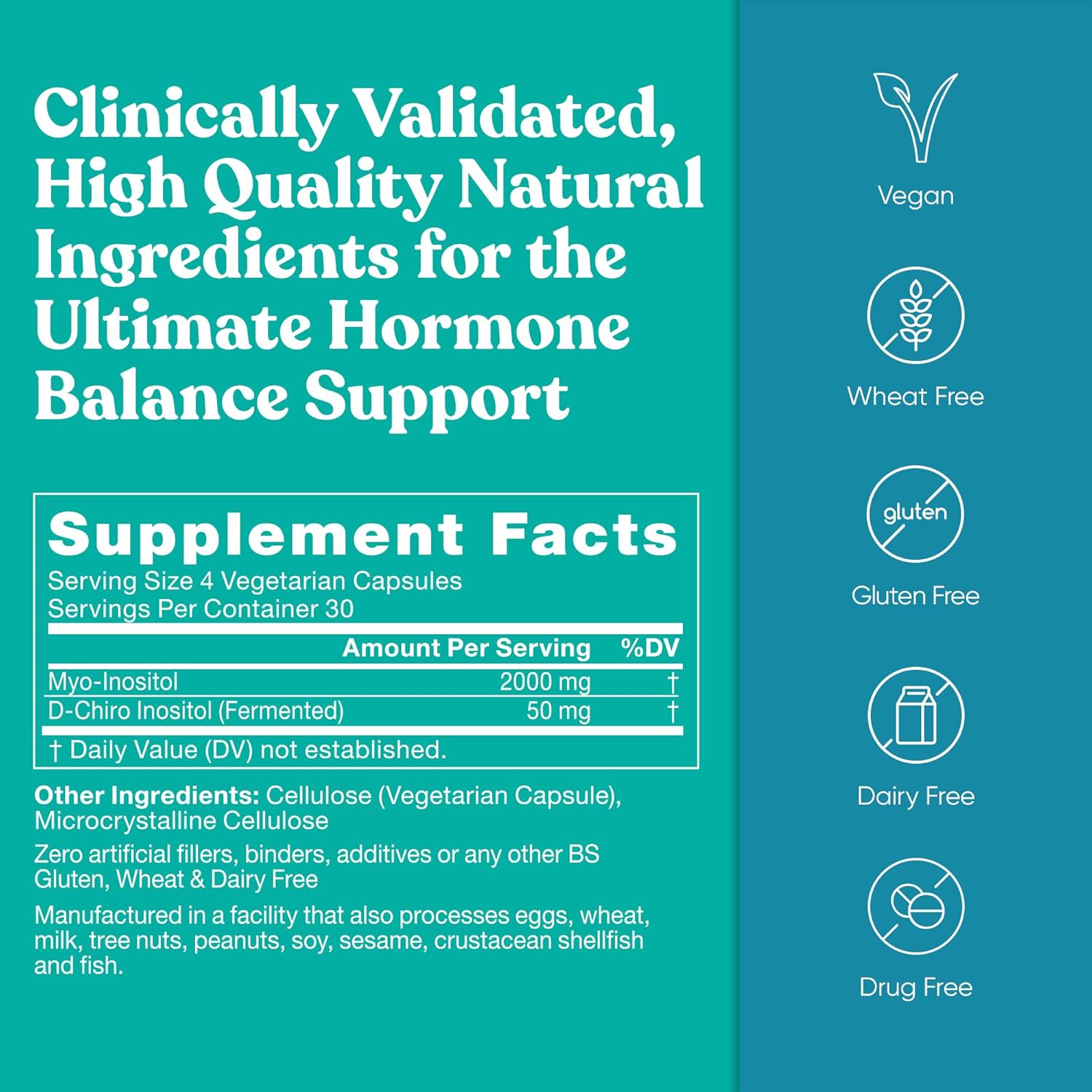 Regulate Menstrual Cycle Support – Hormone Balance at Optimal 40:1 Myo-Inositol & D-Chiro Inositol – PCOS Supplement for Period Consistency, Menstrual & Ovulation Support – 120 Vegan Soft Capsules : Health & Household