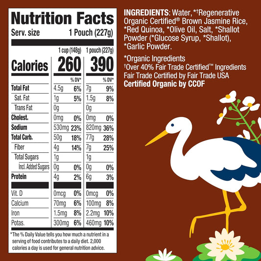 Lundberg Brown Rice & Quinoa, Ready In 90 Seconds, 6-Pack – Regenerative Organic Certified Brown Jasmine Rice, Organic Quinoa, Microwavable, Lightly Seasoned With Garlic & Shallots, 8 Oz Ea