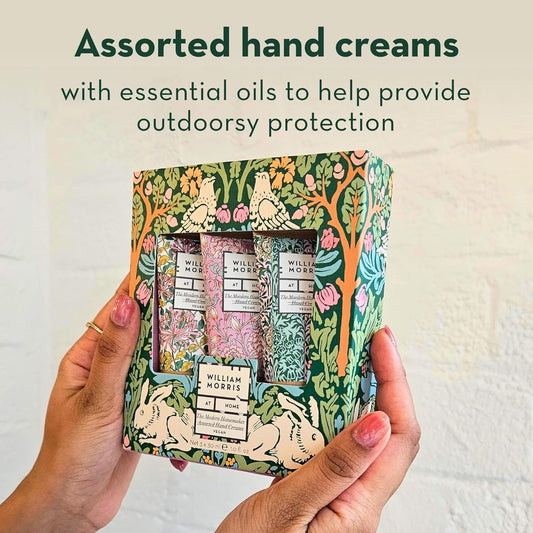 William Morris At Home Hand Creams 3 X 30 Ml, 3 Fresh Fragrances, Shea Butter And Jojoba Oil, Beauty Gift For Her, Travel Size Hand Moisturisers, Cruelty And Vegan Friendly