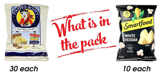 Niro Assortment | Popcorn Snack Pack | Individual Popcorn Snack Bags | Pirates Booty Aged White Cheddar And Smart Food White Cheddar Snack Pack | 40 Packs | Individual Packs