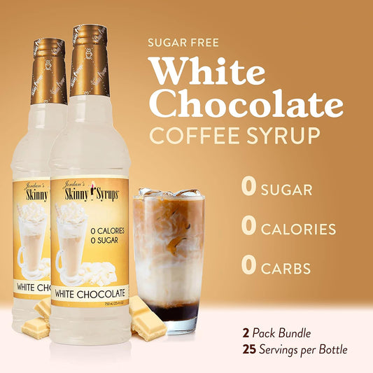 Jordan'S Skinny Syrups Sugar Free Coffee Syrup, White Chocolate Flavor Mix, Zero Calorie Flavoring For Lattes, Protein Shake, Cocktail & More, Gluten Free, Keto Friendly, 25.4 Fl Oz (Pack Of 2)