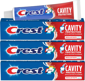 Crest Plus Cavity Protection Toothpaste, Regular Paste, 8.2Oz, Pack Of 3