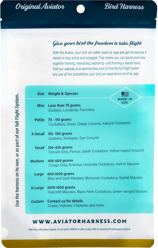 The Aviator Pet Bird Harness And Leash: Medium Blue95-0123-Bl