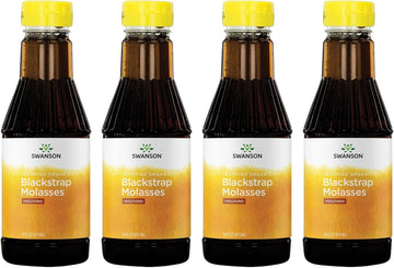 Swanson Certified Organic Blackstrap Molasses 16 Fl Ounce (473 Ml) Liquid (4 Pack)