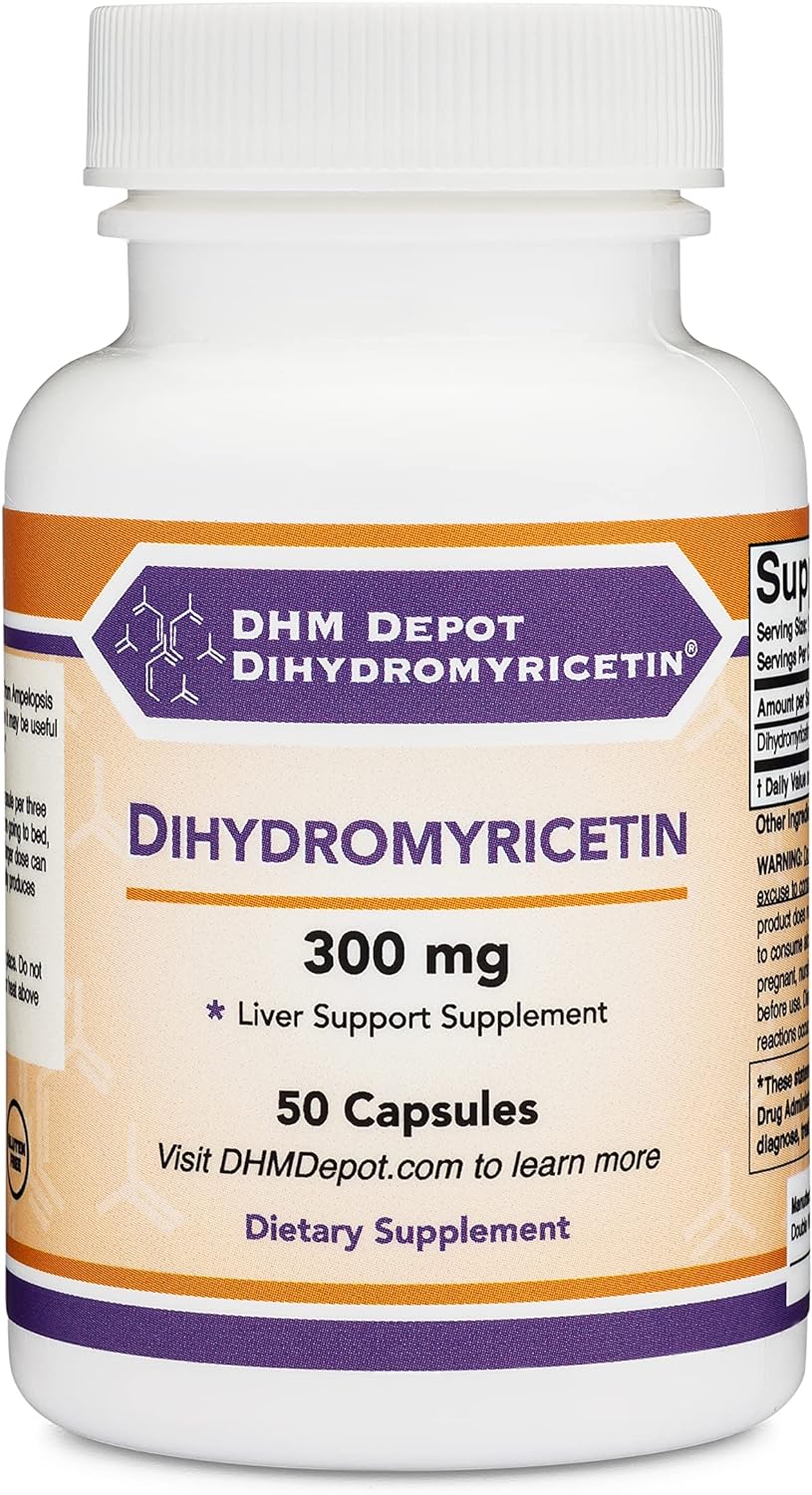 Dihydromyricetin (DHM) 50 Capsules, 300mg, Liver Support Supplement (Third Party Tested)(DHM Depot) Non GMO, Gluten Free (Liver Cleanse Detox & Repair) by Double Wood : Health & Household