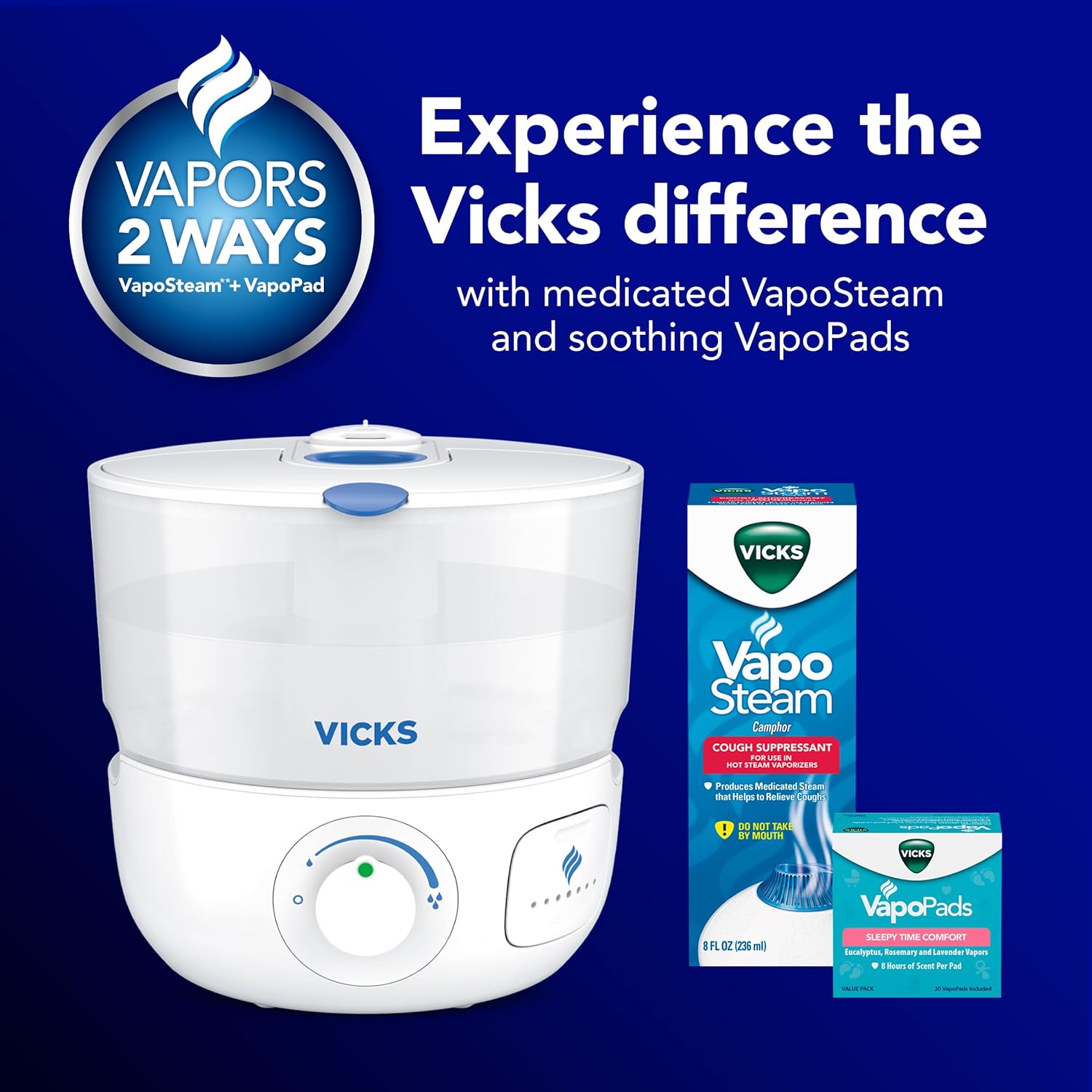 Vicks VapoSteam Medicated Liquid with Camphor, a Cough Suppressant, 8 Oz β VapoSteam Liquid Helps Relieve Coughing, for Use in Vaporizers and Humidifiers (Pack of 2) : Health & Household