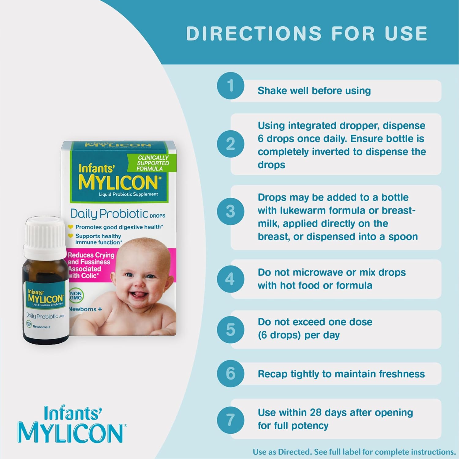 Infants' Mylicon Daily Probiotic Drops, For Colic And Fussiness, 8Ml, 21 Daily Doses : Baby