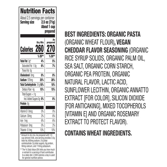 Annie'S Vegan Mac And Cheddar Flavor Pasta And Sauce, Organic, Plant Based, Dinner Side Or Snacks, 6 Oz