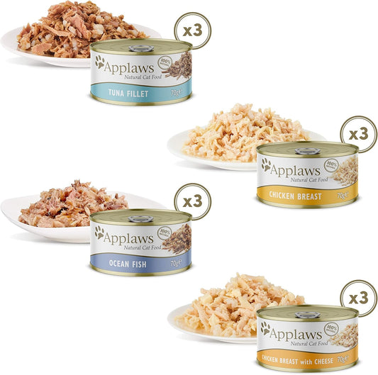 Applaws Natural Wet Cat Food, Multipack Chicken And Fish Selection In Broth 70 G Tin (Pack Of 12)Mm1019Net