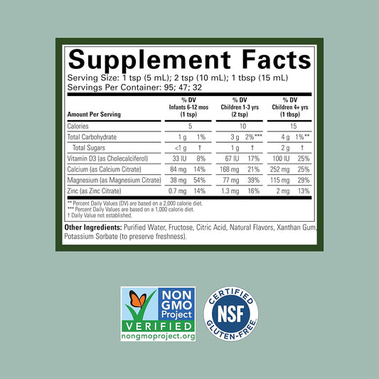 Childlife Essentials Liquid Calcium Magnesium Supplement - Supports Healthy Bone Growth For Children, Vitamin D3 & Zinc, All-Natural, Gluten Free & Non-Gmo - Natural Orange Flavor, 16 Fl Oz Bottle
