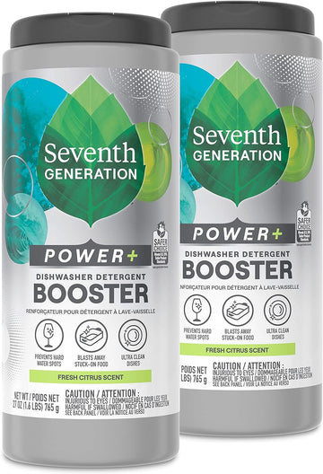 Seventh Generation Power+ Dishwasher Detergent Booster Powder Fresh Citrus Scent Dish Cleaner 27 Oz, Pack Of 2