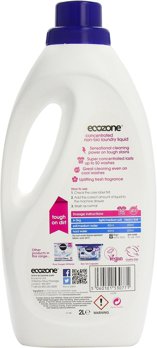 Ecozone Non Bio Laundry Liquid 50 Washes 2 Litre (Pack Of 6)