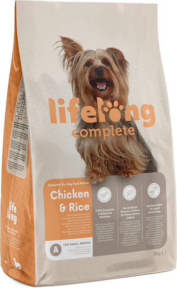 Amazon Brand - Lifelong - Complete Dry Dog Food Rich In Chicken And Rice For Small Breeds, 1 Pack Of 3Kg5400606003507